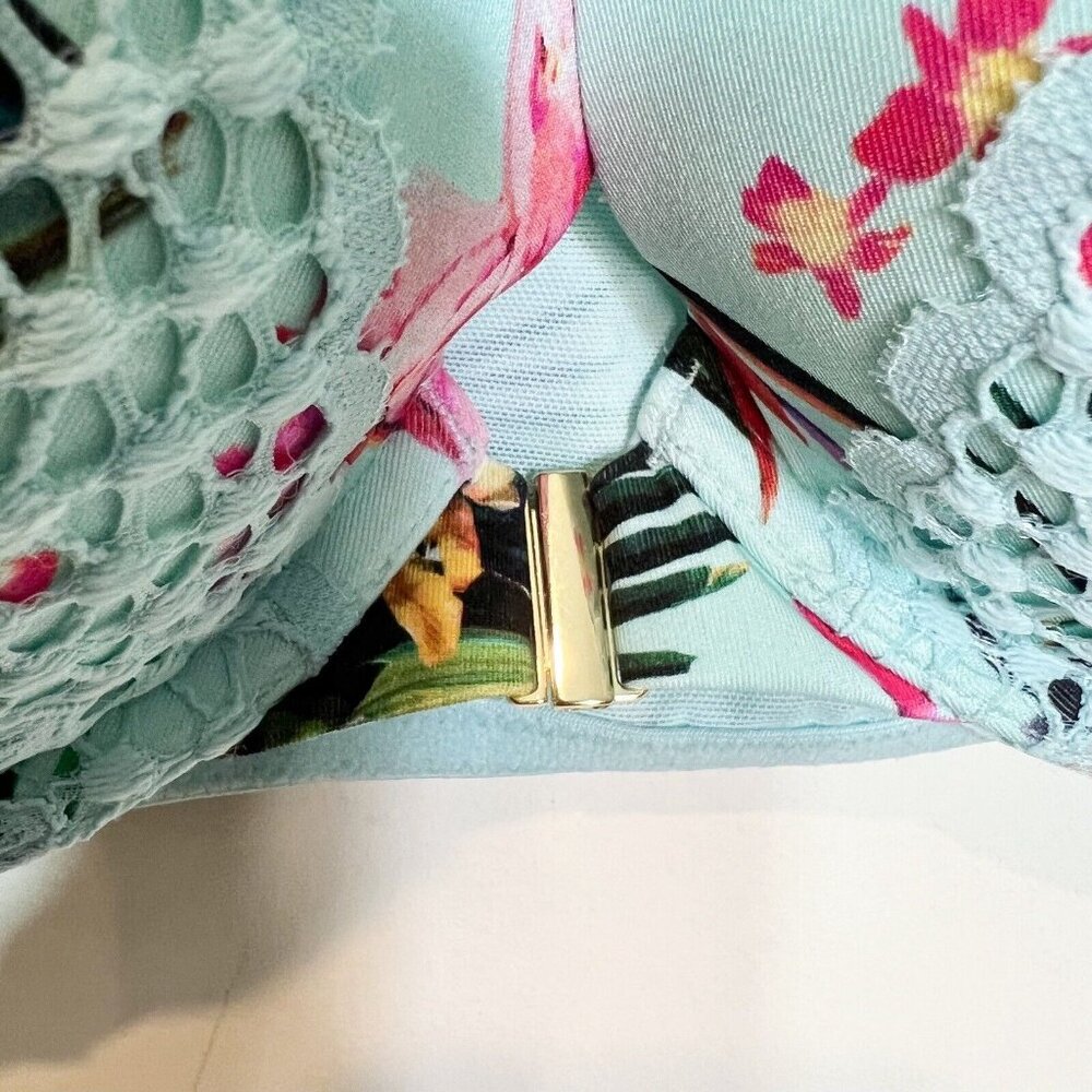 CACIQUE NWT Lane Bryant Boost Plunge‎ Lace Green Floral Racerback Bra Size 40D - Picture 5 of 10